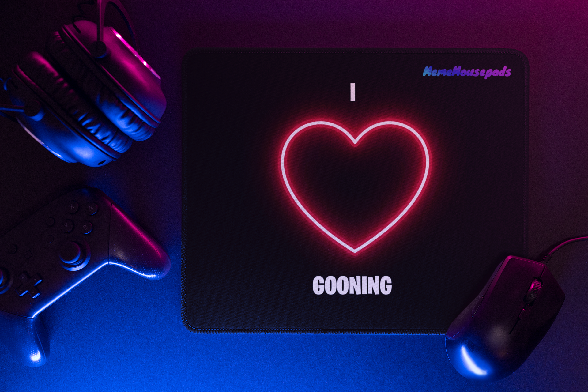 Funny "I <3 Gooning" Meme Mouse Pad