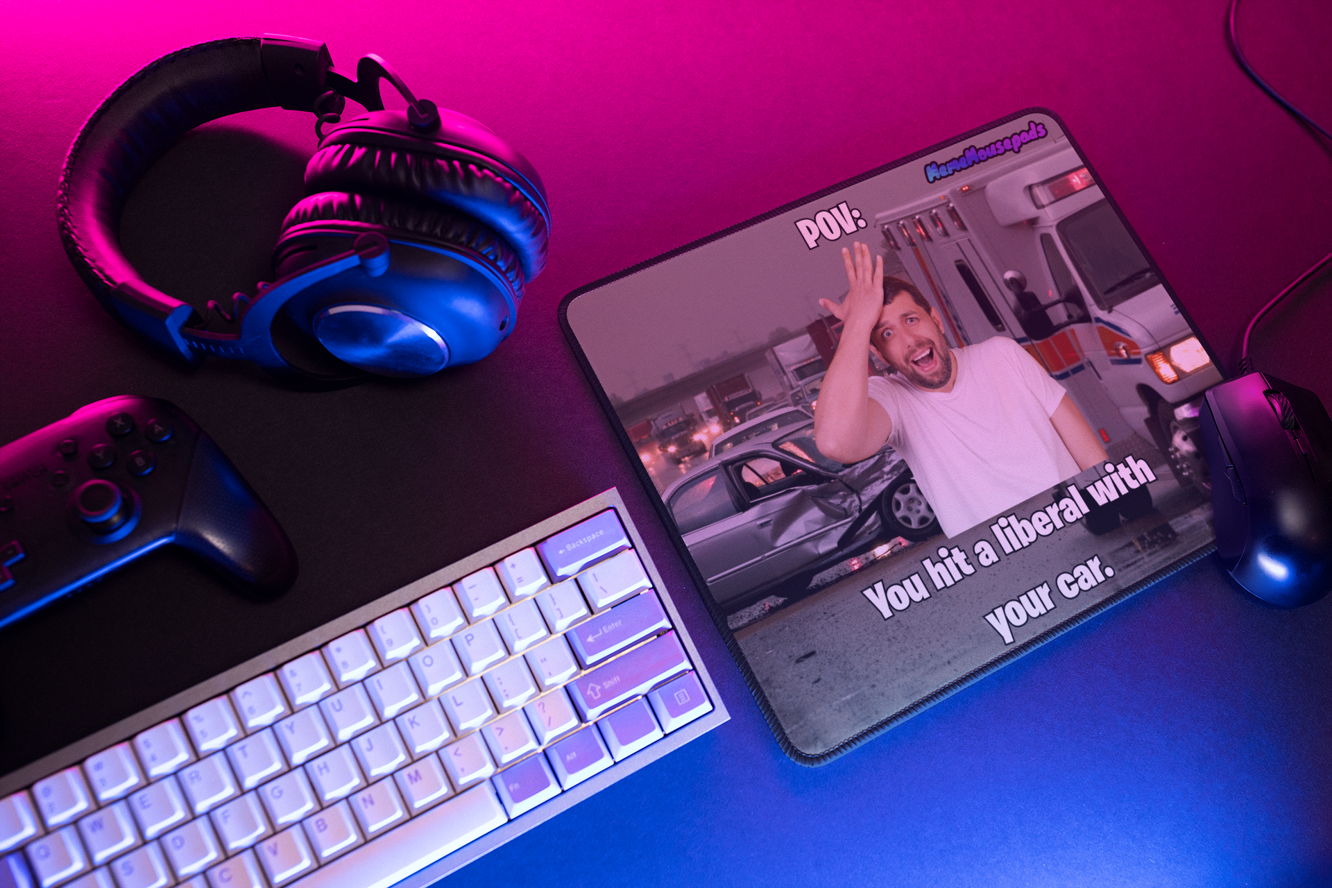 Funny "Liberal Hit n' Run" Meme Mouse Pad