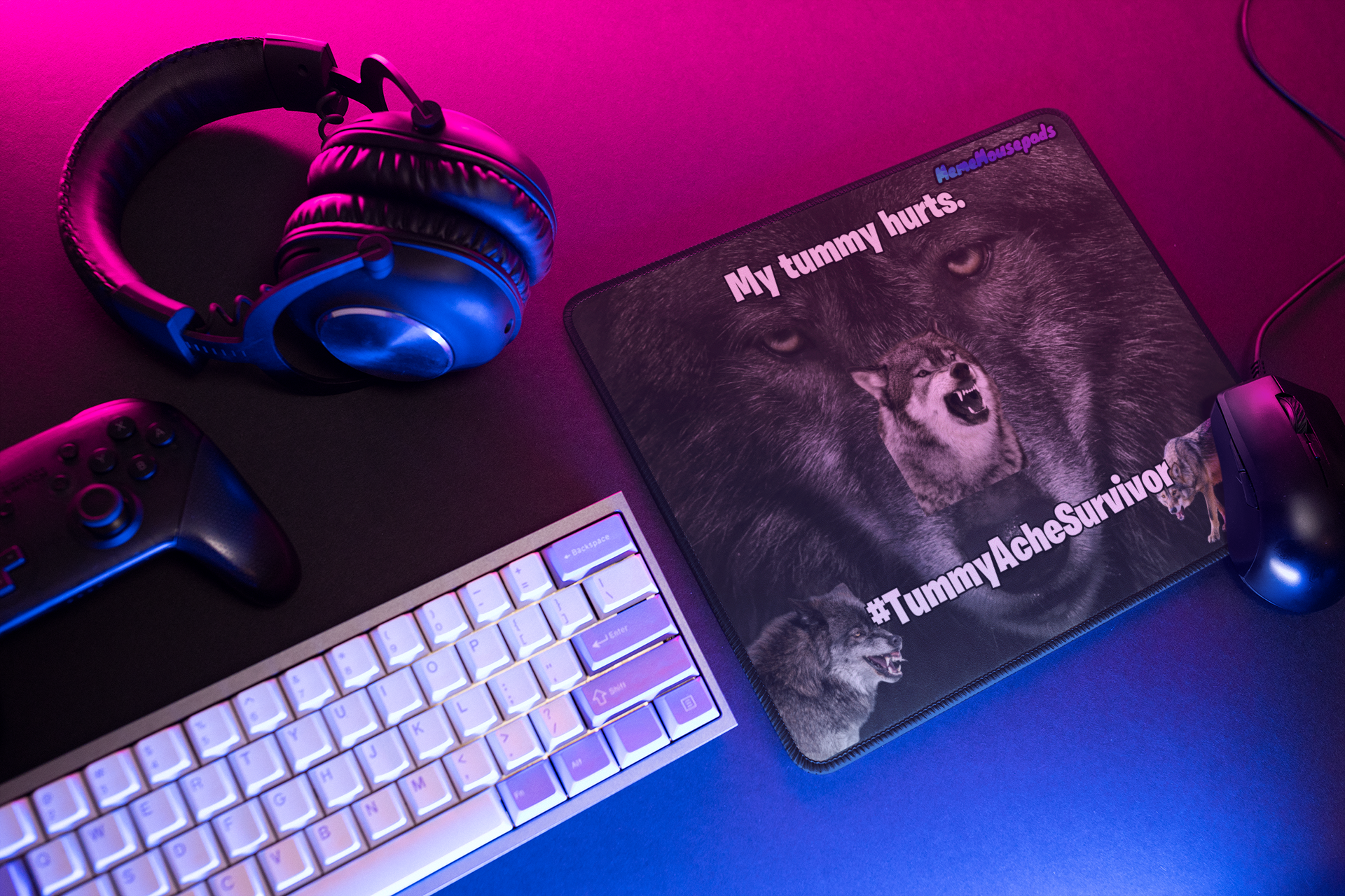 Funny "Tummy Ache Survivor" Meme Mouse Pad