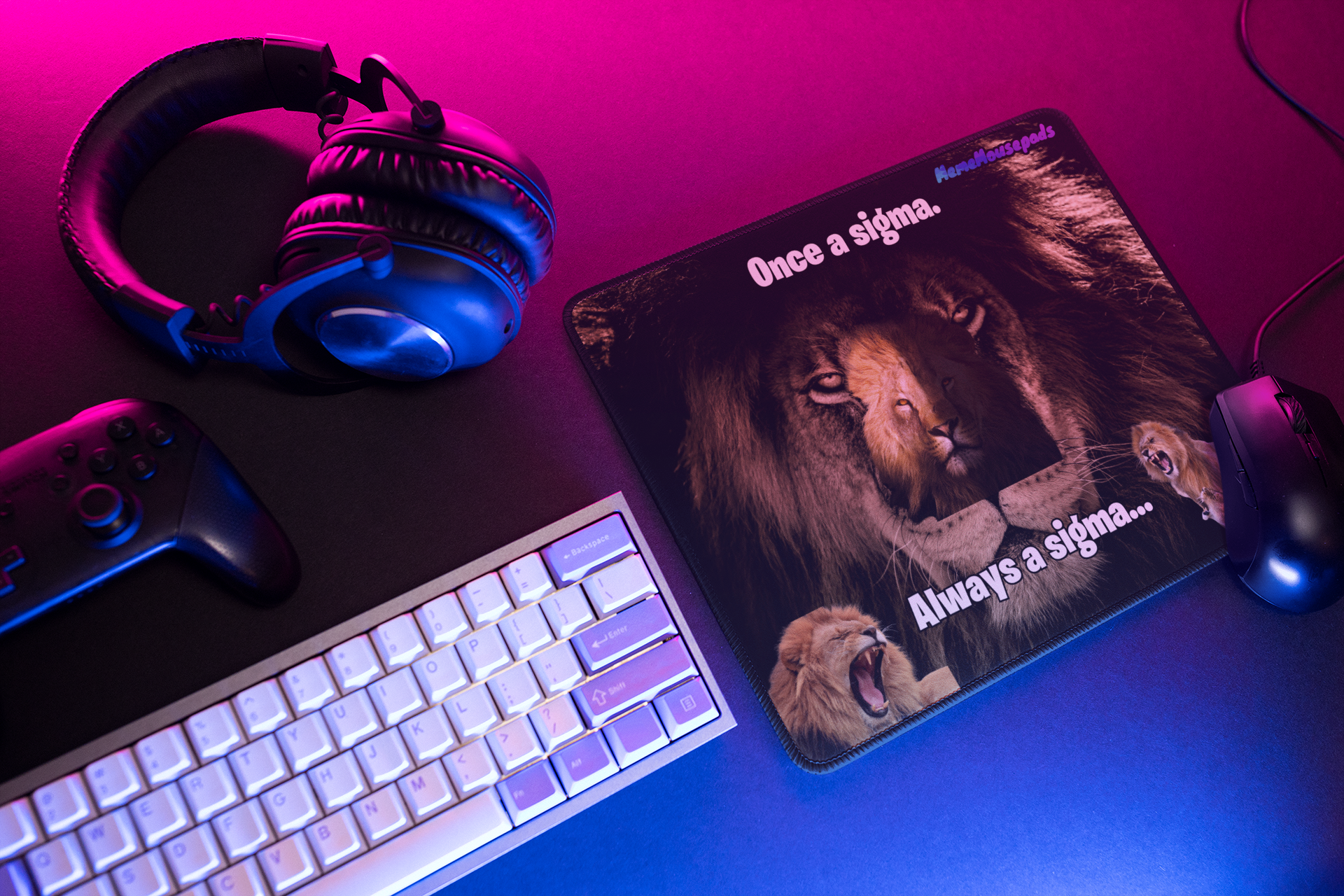 Funny "Sigma Lion" Meme Mouse Pad